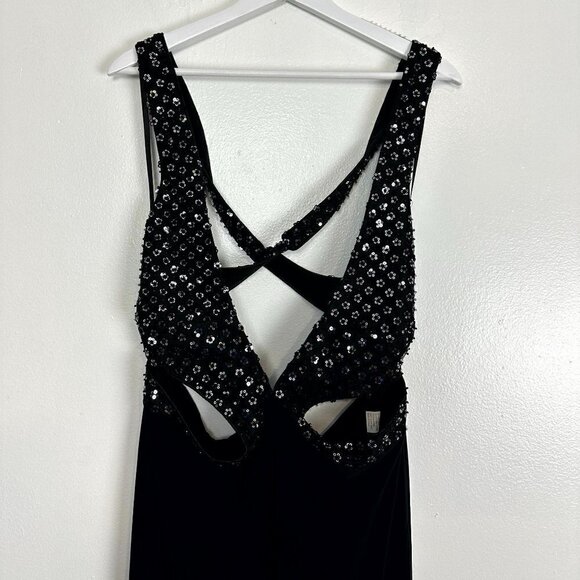 MAC DUGGAL Sequin Sheath Gown in Black Size US 14 - Picture 4 of 11